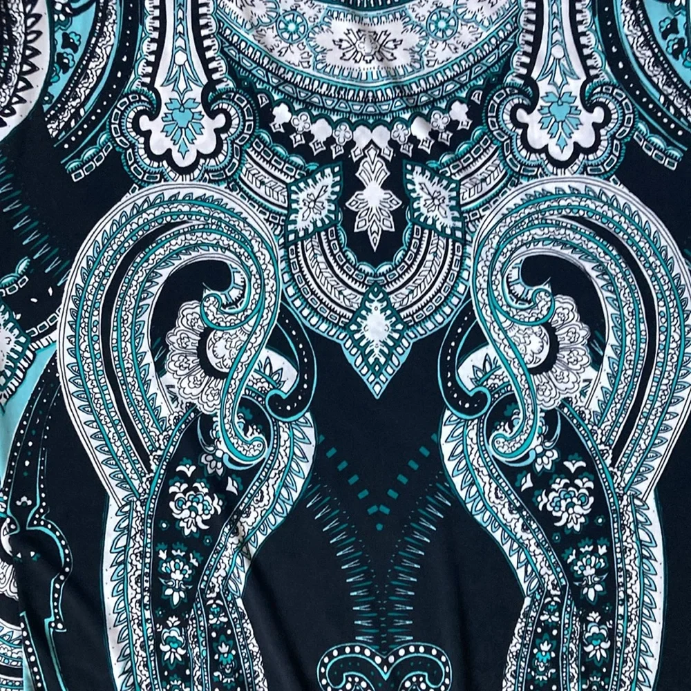 STYLE & CO SLEEVELESS EMBELLISHED ROUND NECK TURQUOISE & BLACK TUNIC SIZE L - Picture 12 of 15
